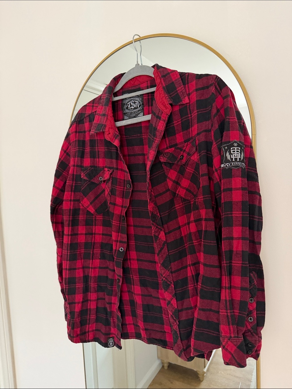 Red and Black Plaid "Los Angeles" Button-Up Shirt
